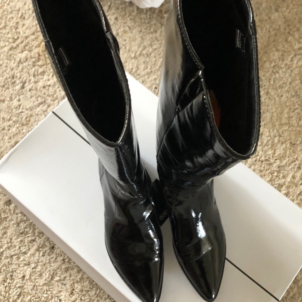 SOLD Dolce Vita Black Patent Knee-High Boots